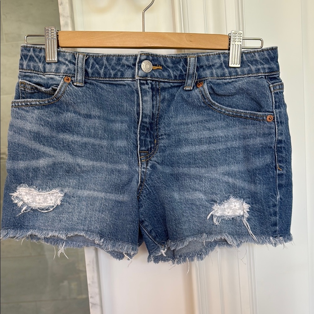 Denim Blue Distressed Teens Shorts